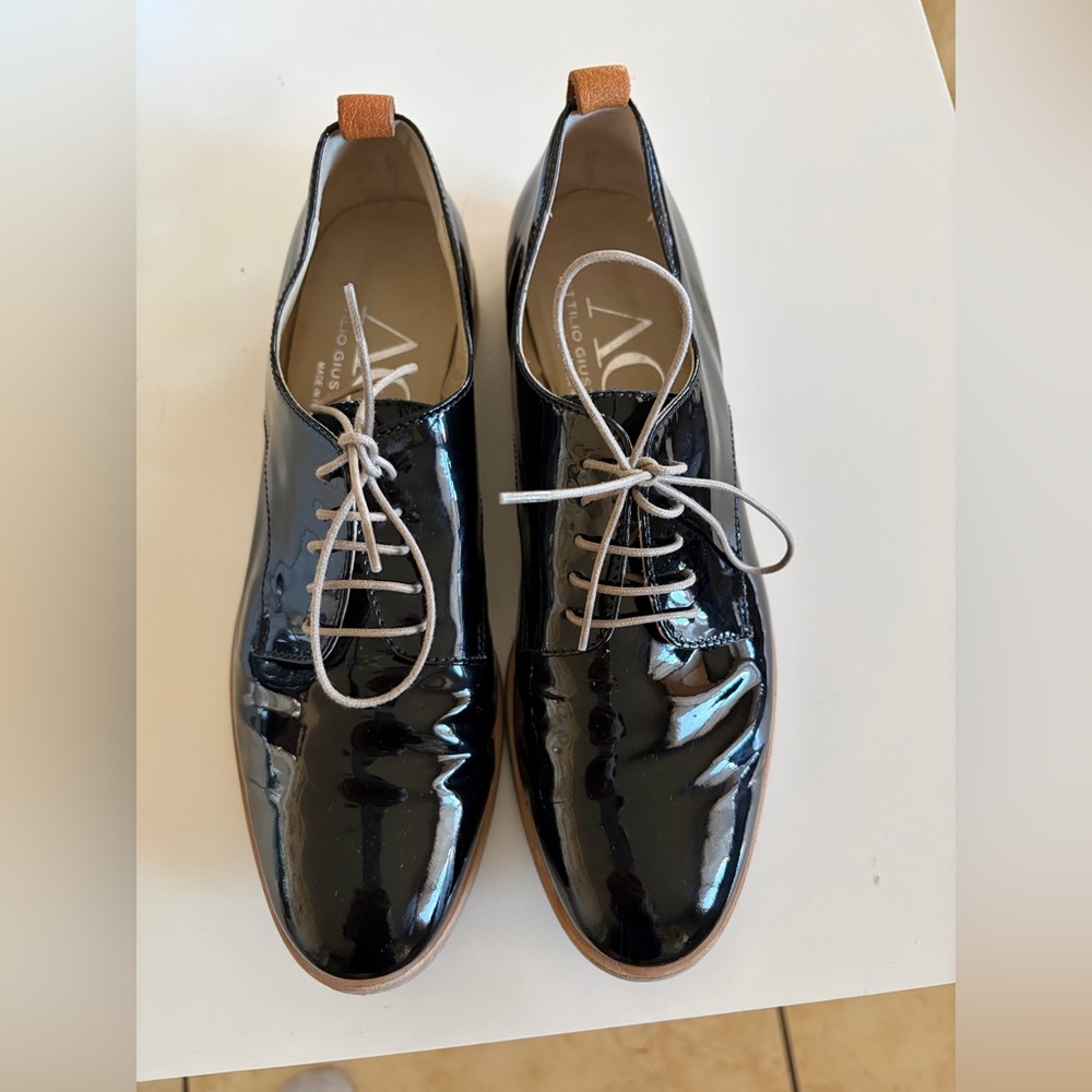 Attilio Giusti Leombruni Black Patent Leather Oxfords